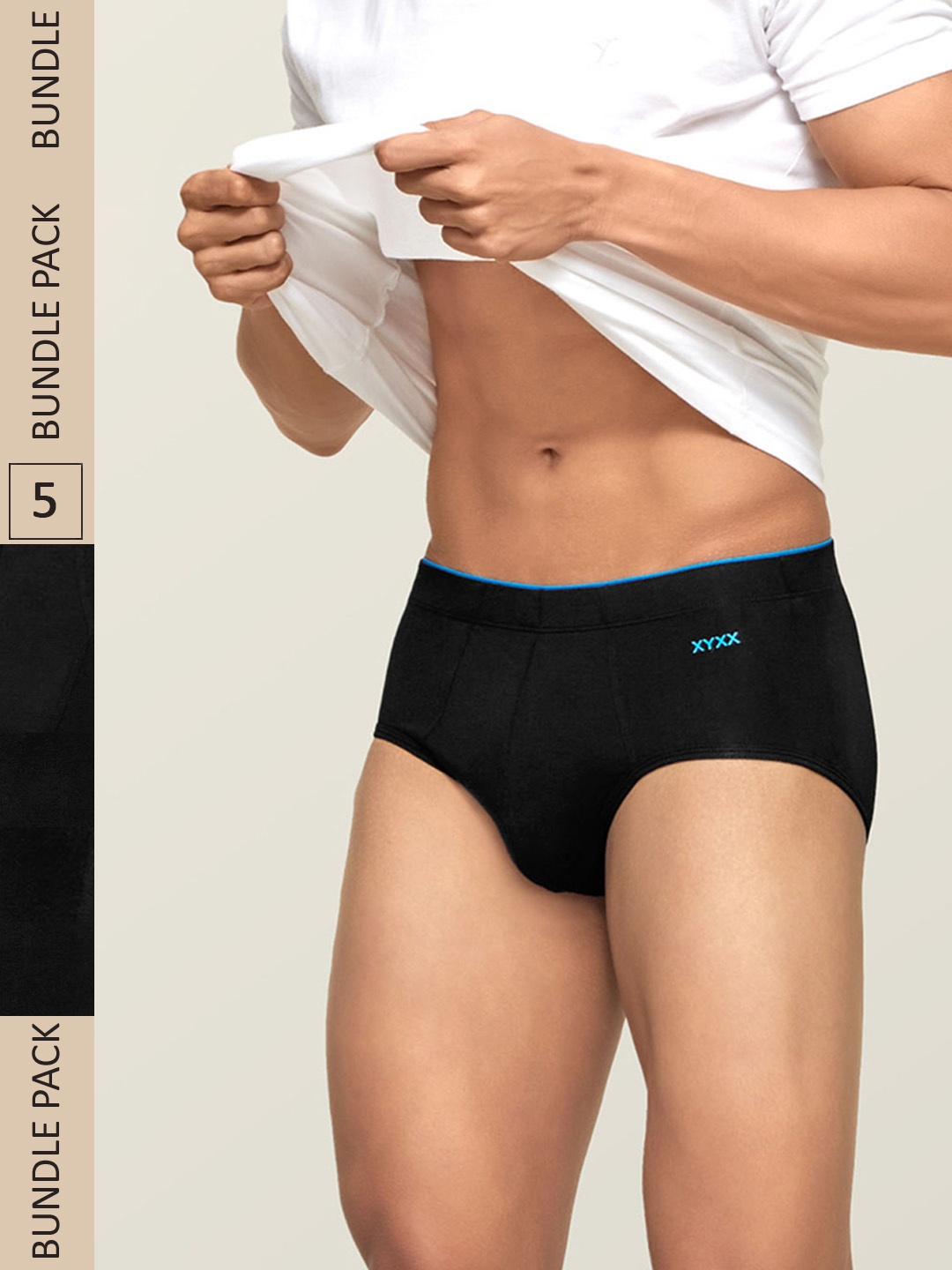 

XYXX Men Pack Of 5 Uno IntelliSoft Micro Modal Brief XYBRF5PCKN84, Black