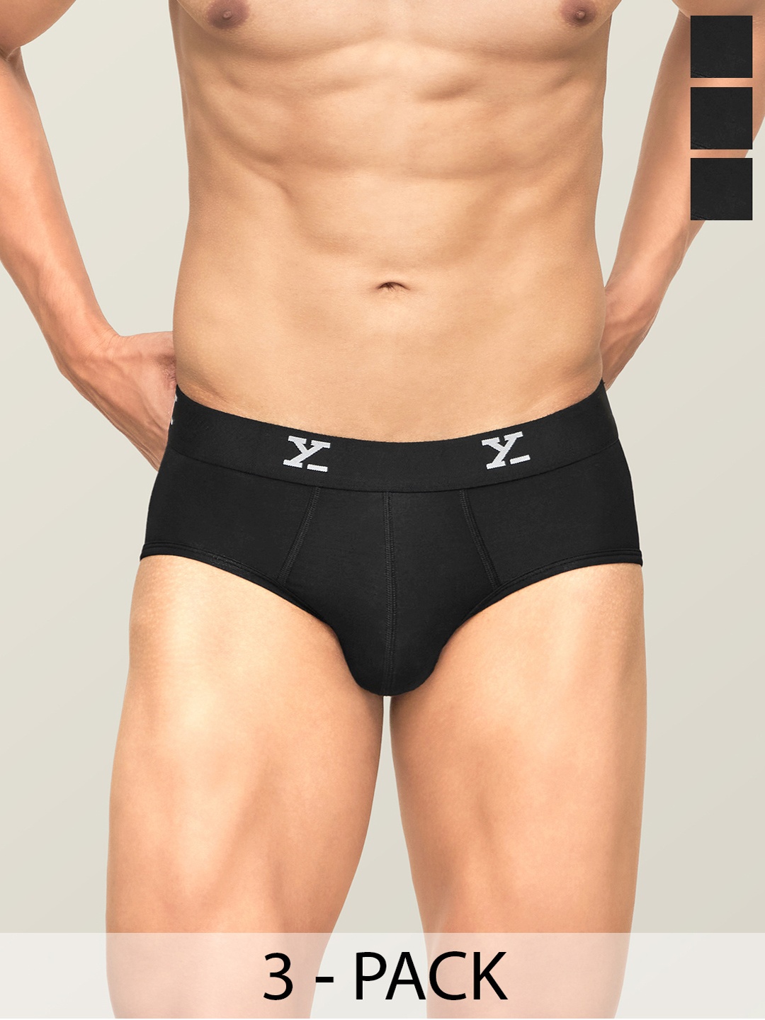

XYXX Men Solid Pack Of 3 ACE IntelliSoft Modal Ultra Soft Briefs, Black
