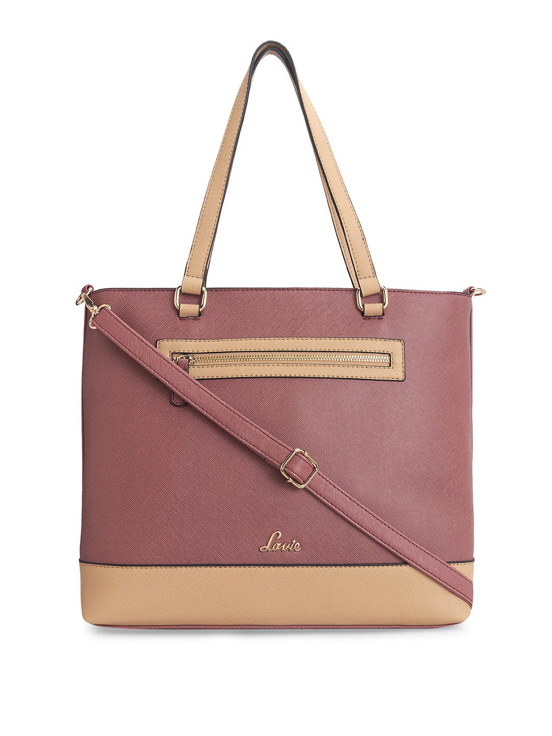 

Lavie Pink & Beige Solid Shoulder Bag