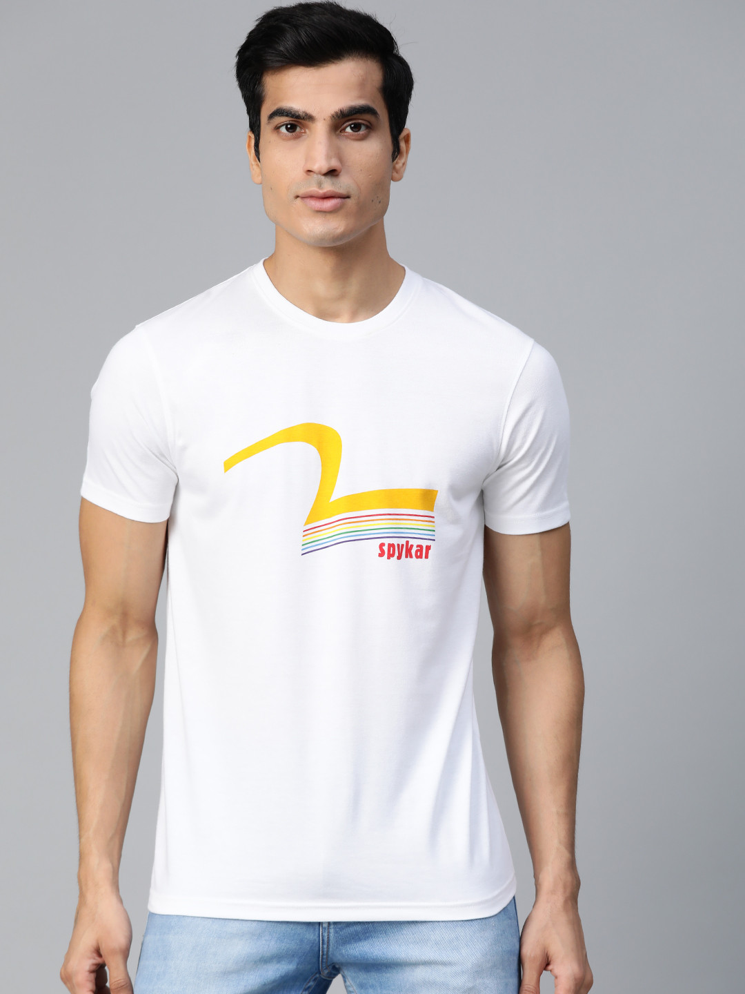

UnderJeans by Spykar Men White Printed Round Neck T-shirt