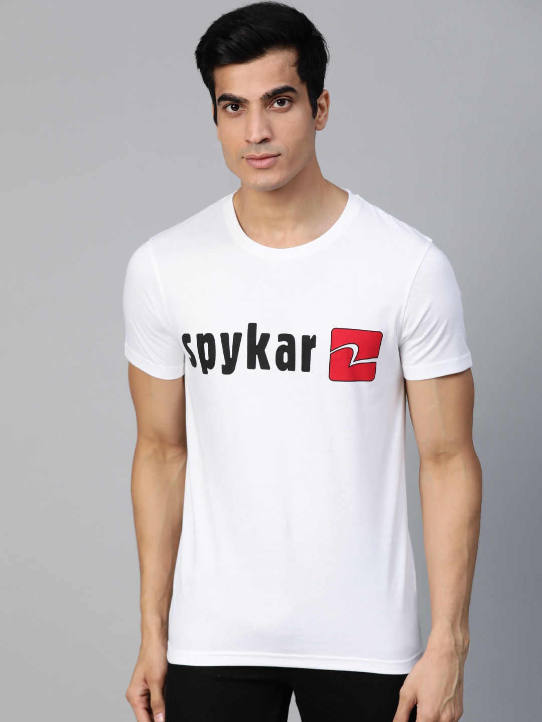 

UnderJeans by Spykar Men White & Black Printed Round Neck T-shirt