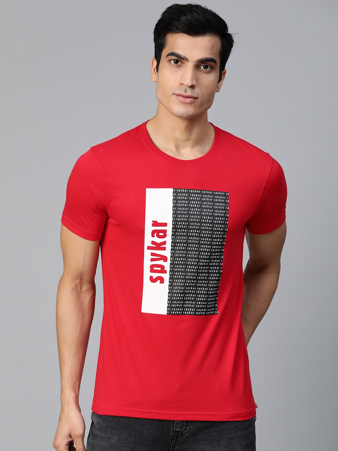 

UnderJeans by Spykar Men Red Printed Round Neck T-shirt