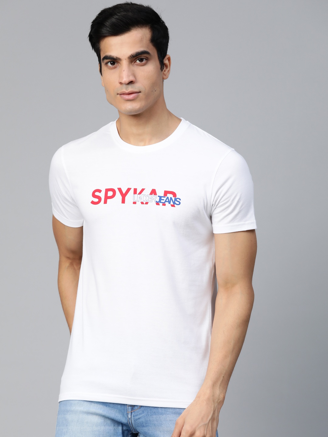 

UnderJeans by Spykar Men White Printed Detail Round Neck T-shirt