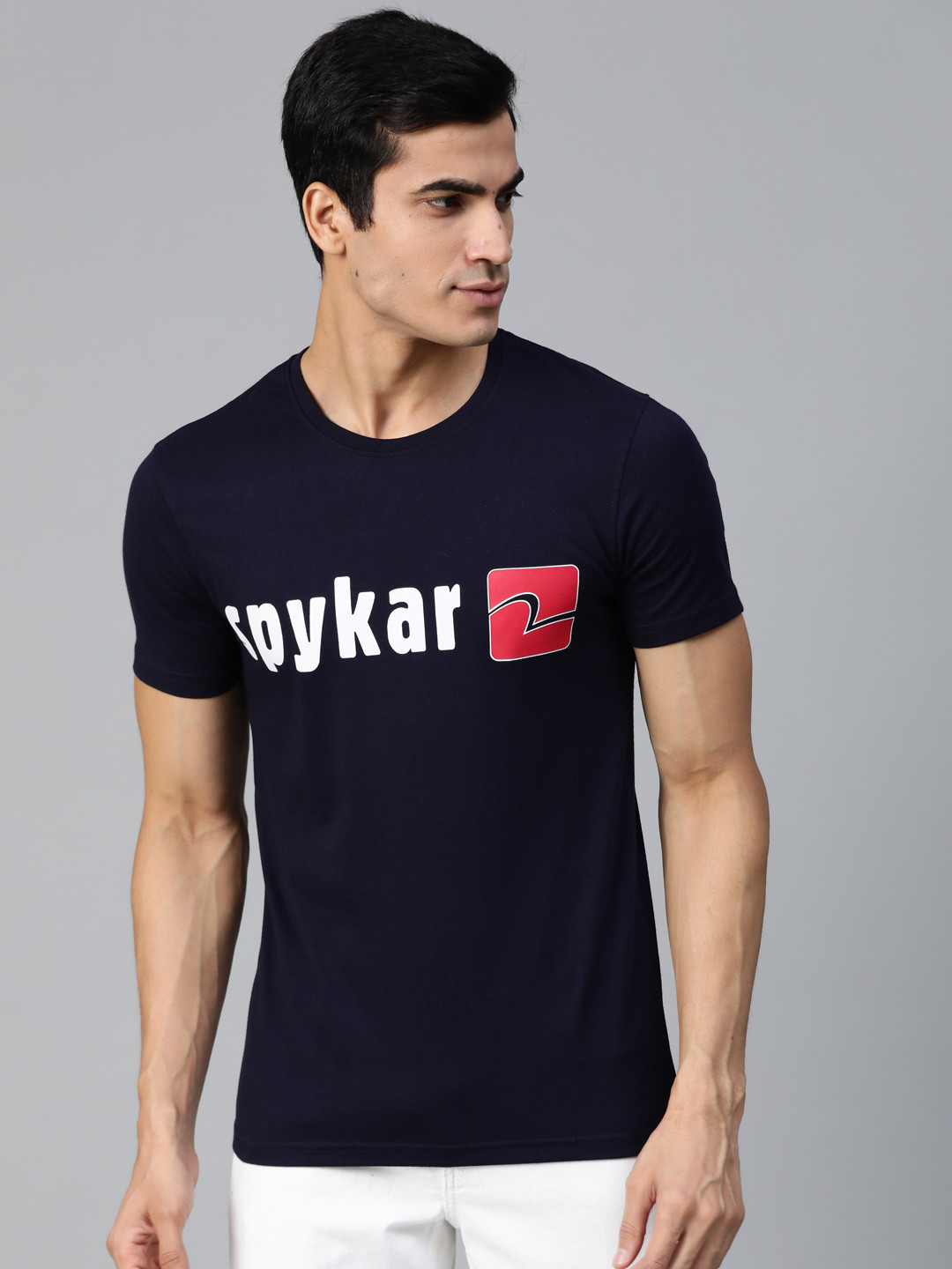 

UnderJeans by Spykar Men Navy Blue Printed Round Neck T-shirt