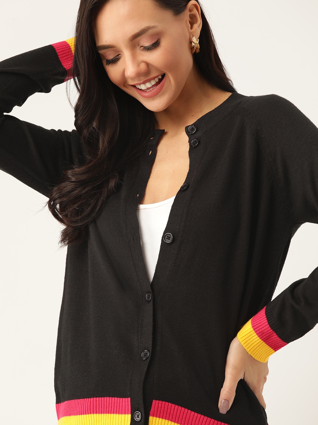 

DressBerry Women Black Solid Cardigan