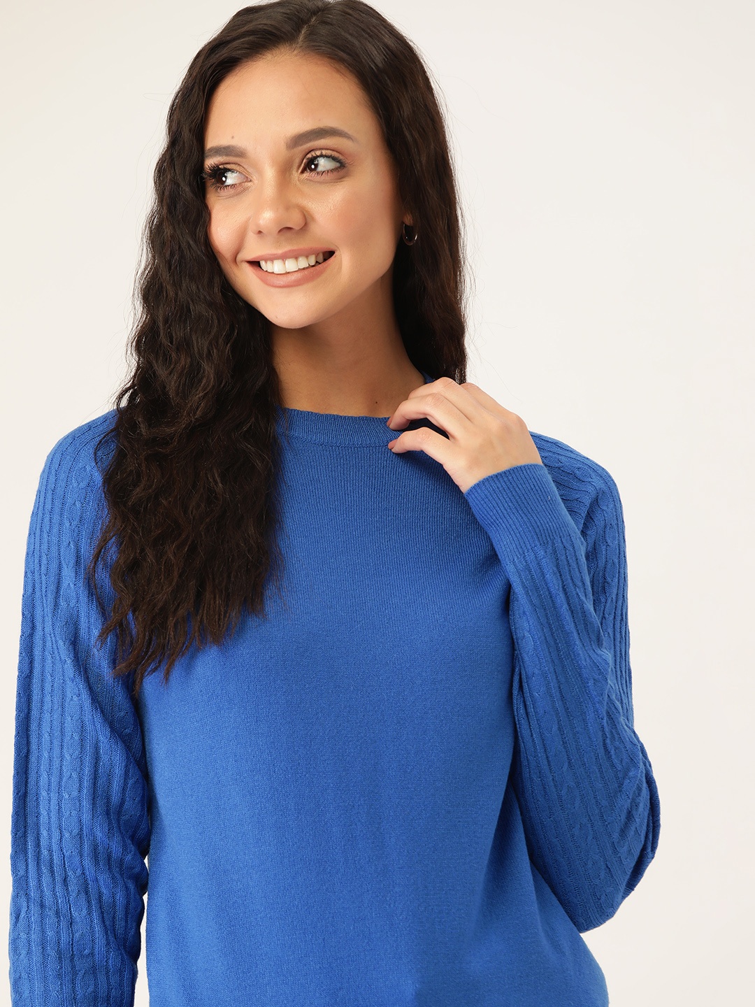 

DressBerry Women Blue Solid Pullover Sweater