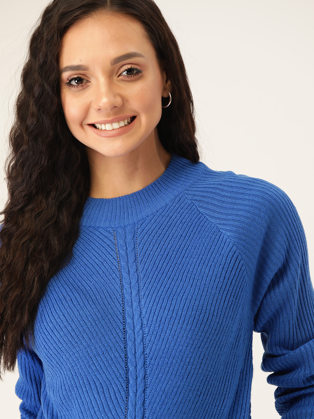 

DressBerry Women Blue Ribbed Sweater
