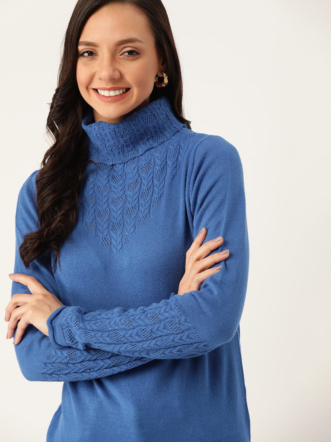 

DressBerry Women Blue Solid Pullover Sweater