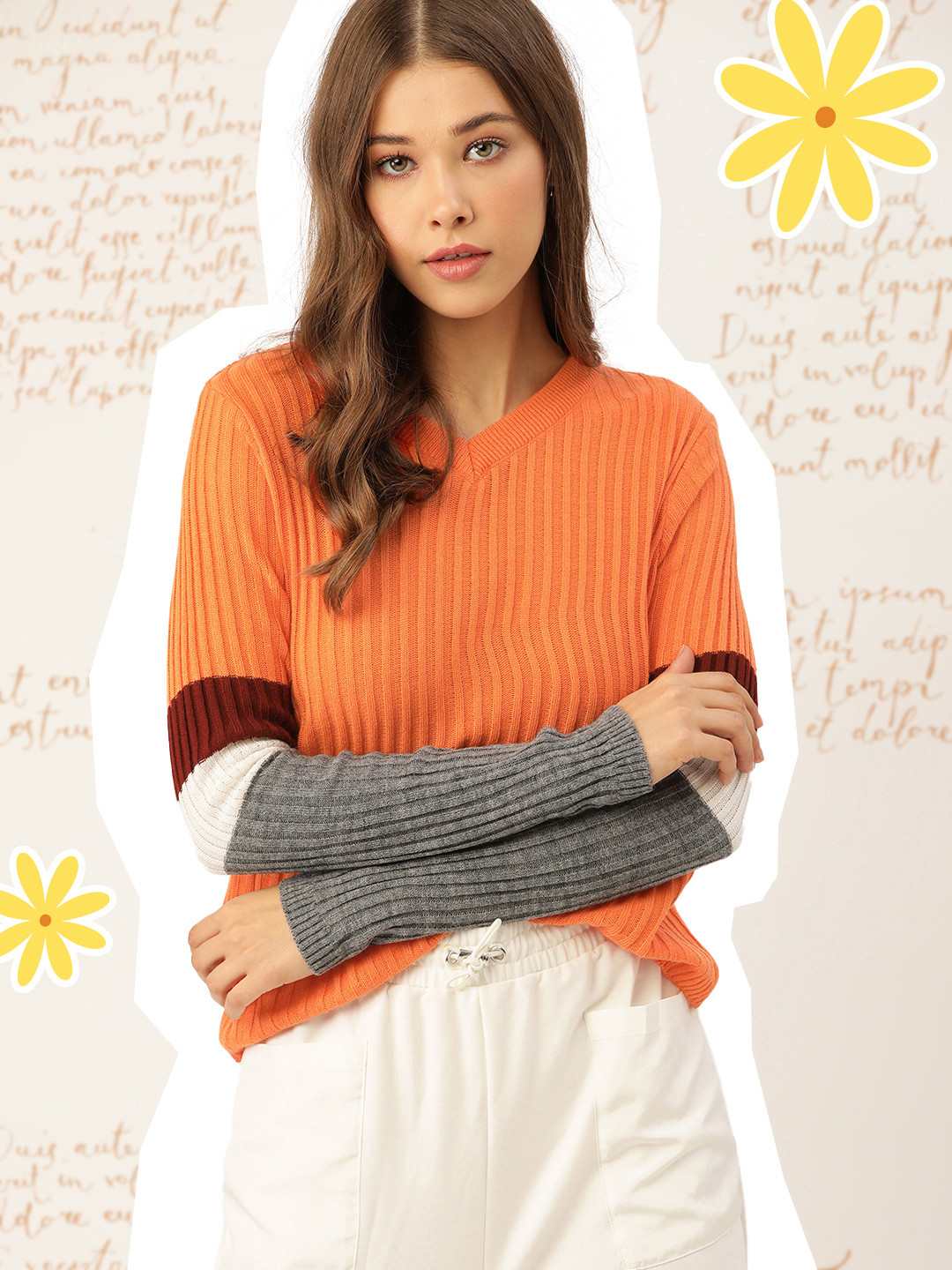 

DressBerry Women Orange Acrylic Pullover