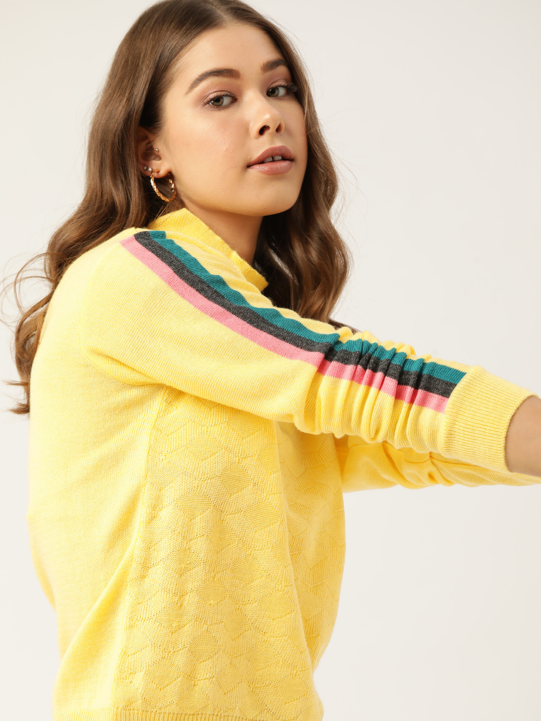

DressBerry Women Yellow Acrylic Pullover