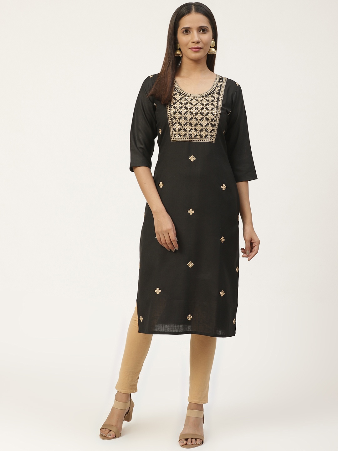 

Gerua By Libas Women Black Embroidered Straight Kurta
