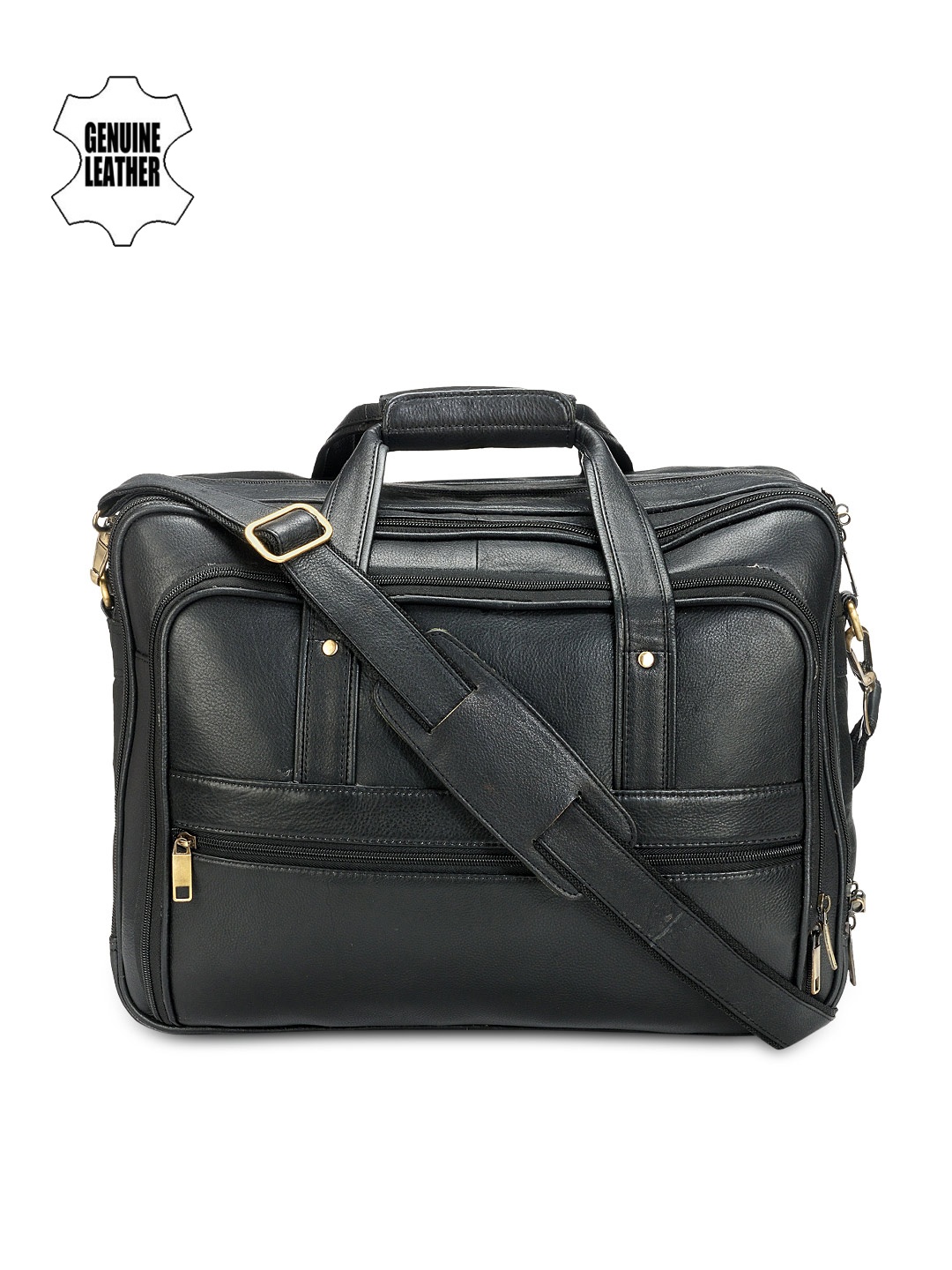 

Teakwood Leather Unisex Black Genuine Leather Laptop Bag