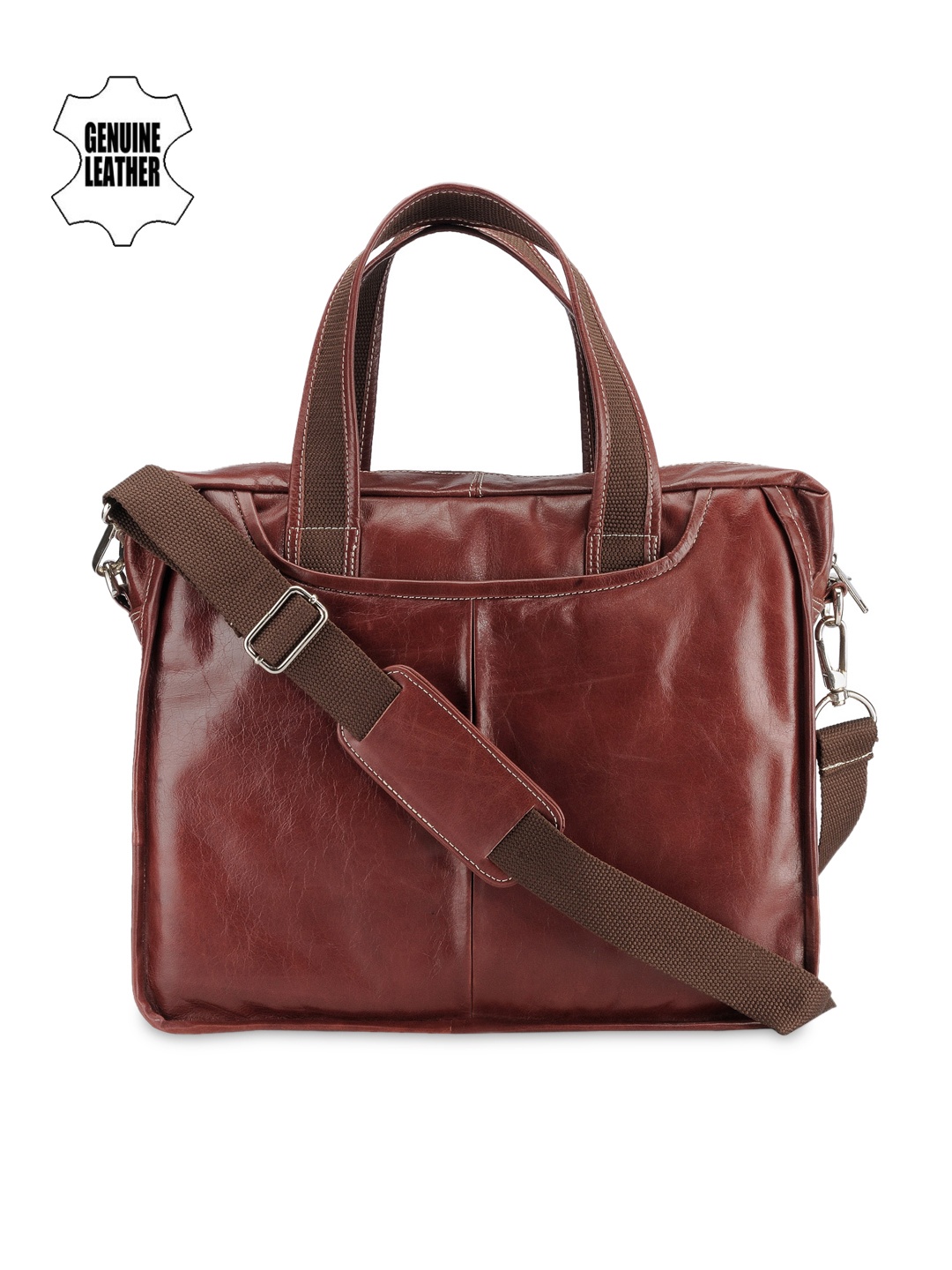 

Teakwood Leathers Unisex Maroon Genuine Leather Laptop Bag