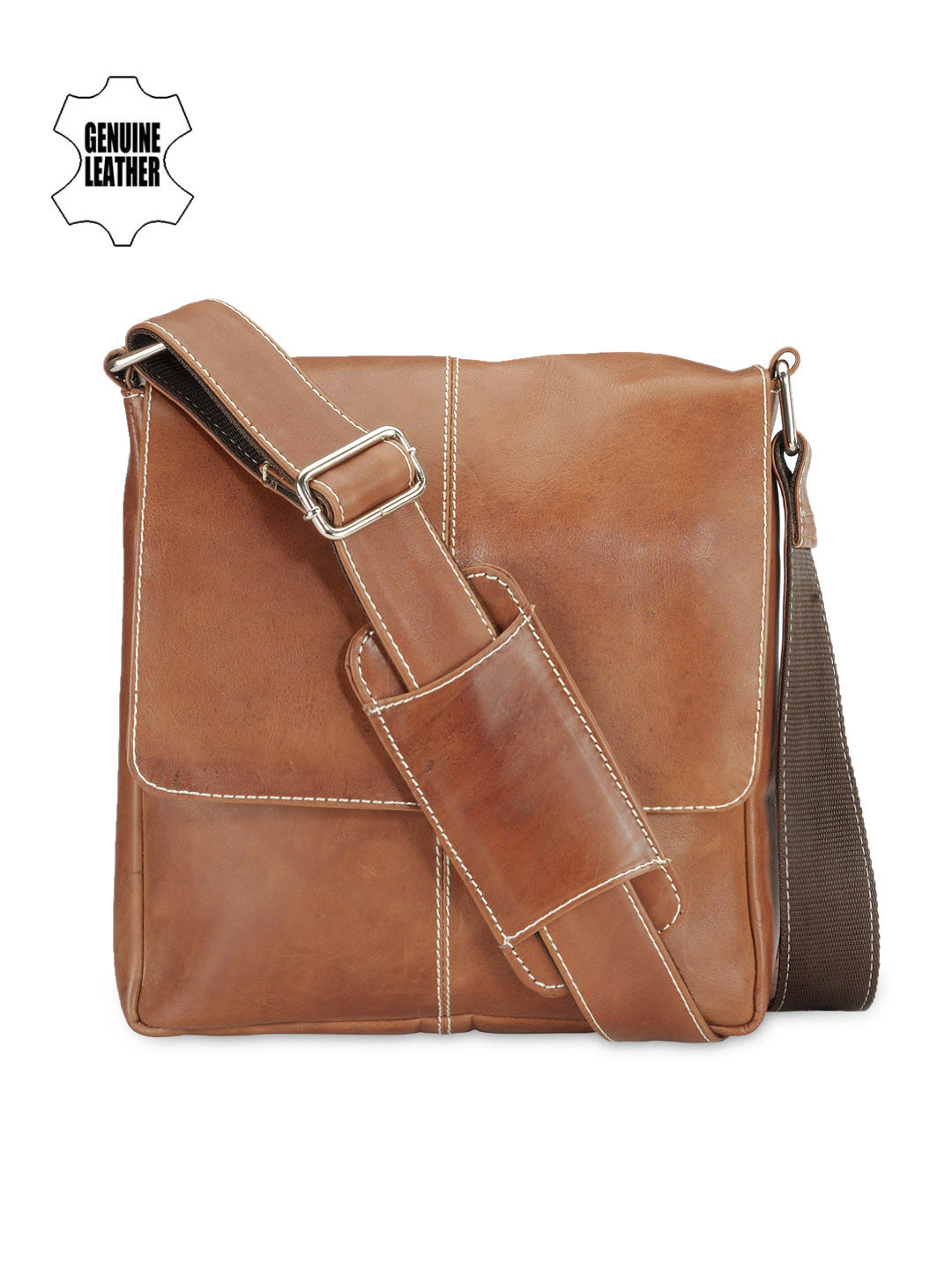 

Teakwood Leathers Unisex Tan Brown Genuine Leather Messenger Bag
