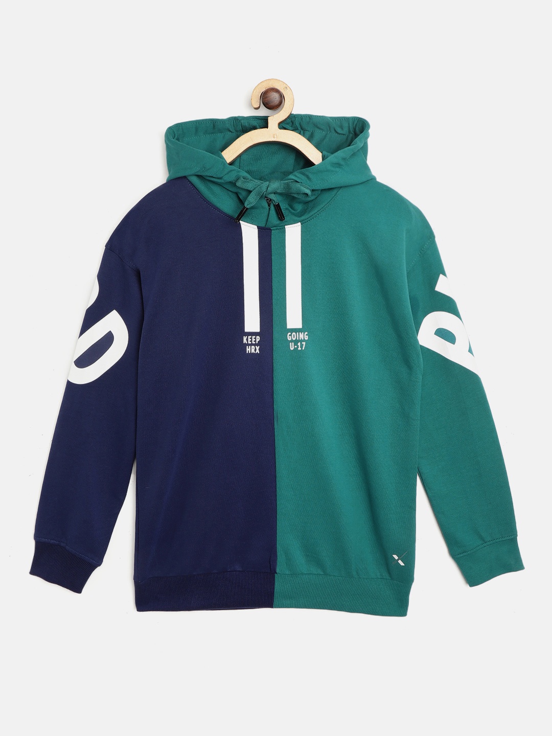 

HRX by Hrithik Roshan Boys Green & Navy Antimicrobial, Rapid-Dry Active Sweatshirt, Navy blue