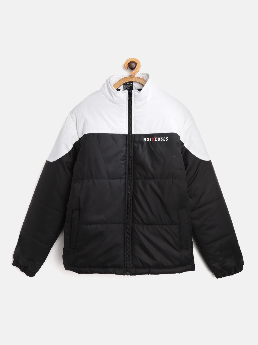 

HRX by Hrithik Roshan Boys Black & White Colourblocked Puffer Jacket
