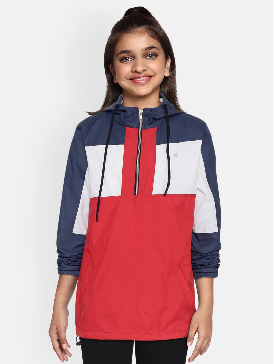 

HRX by Hrithik Roshan Girls White Colourblocked Antimicrobial, Rapid-Dry Lifestyle Jacket, Red