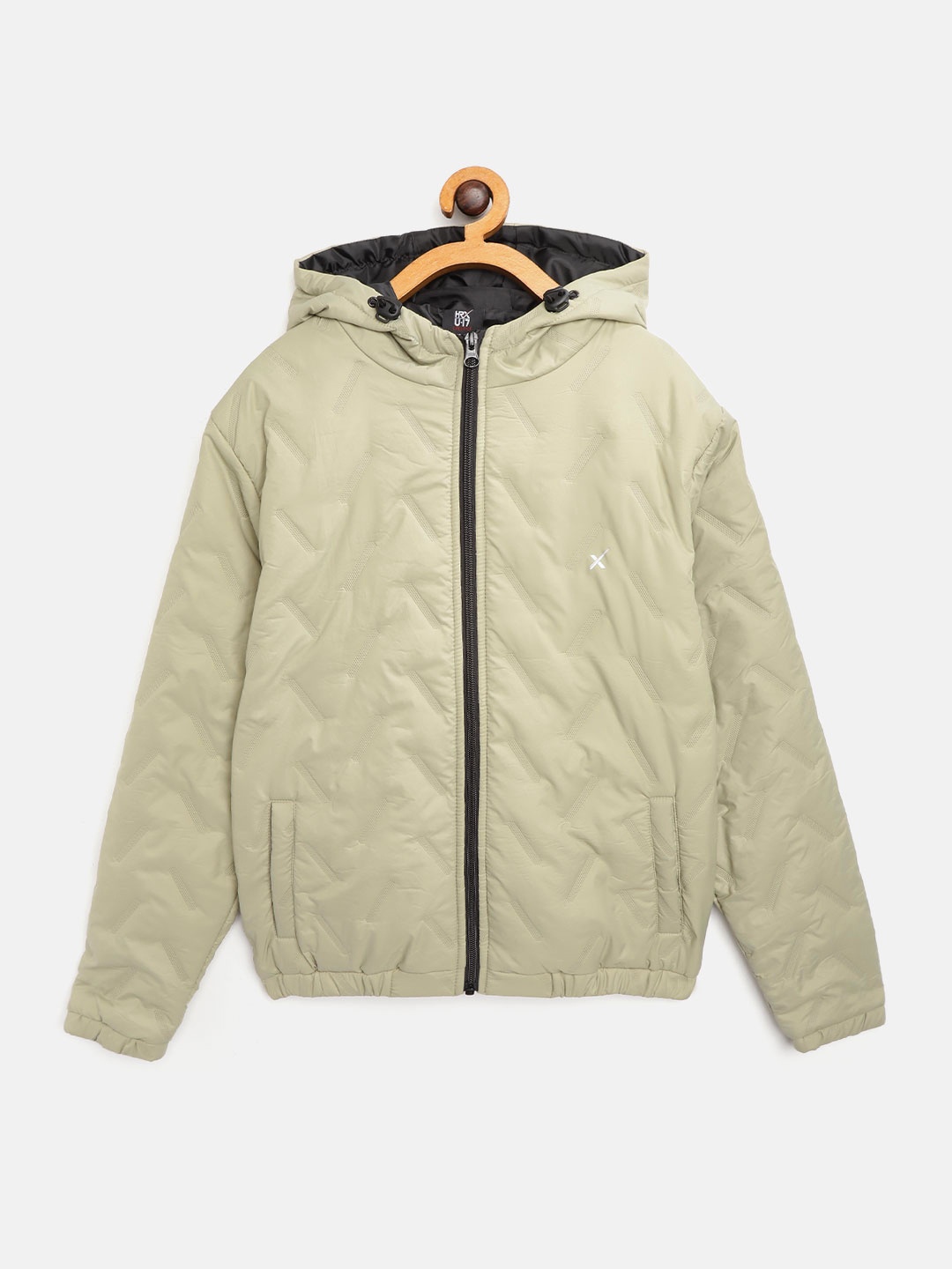 

HRX by Hrithik Roshan Boys Green Self Design Rapid-Dry Antimicrobial Lifestyle Jacket