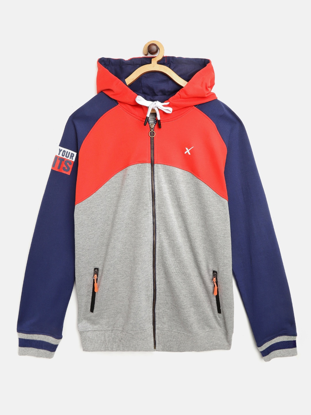 

HRX by Hrithik Roshan Boys Grey Melange & Red Regular Fit Bio-Wash Lifestyle Sweatshirt