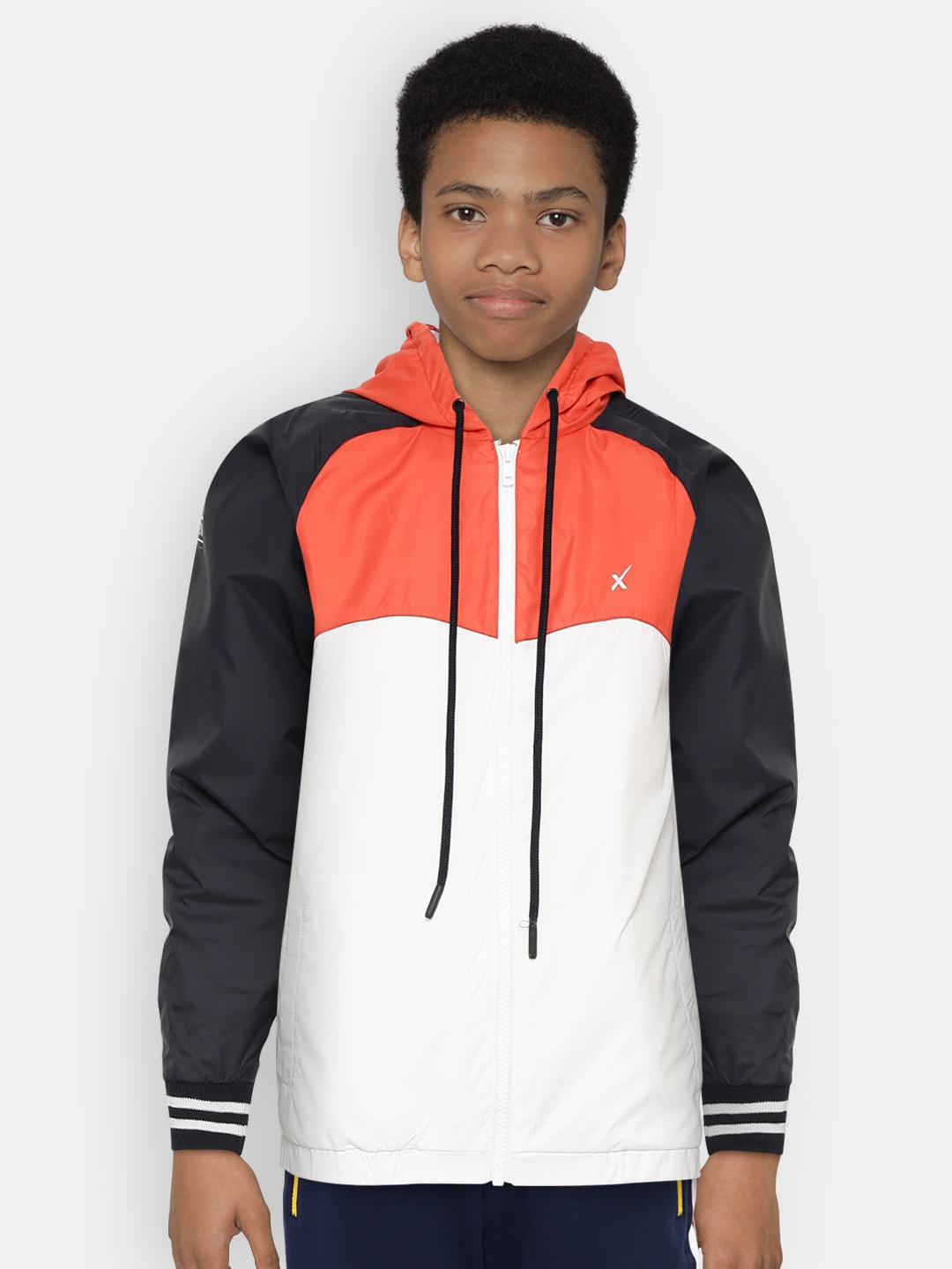 

HRX by Hrithik Roshan Boys Orange Colourblocked Rapid-Dry Antimicrobial Active Jacket, White