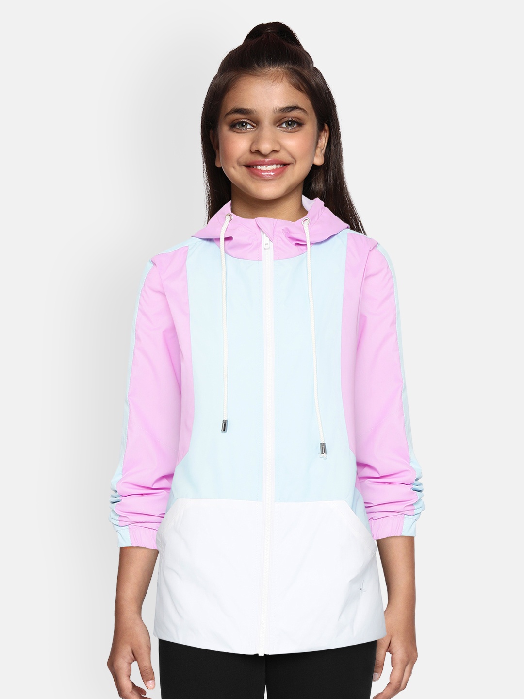 

HRX by Hrithik Roshan Girls Blue Colourblocked Antimicrobial, Rapid-Dry Lifestyle Jacket