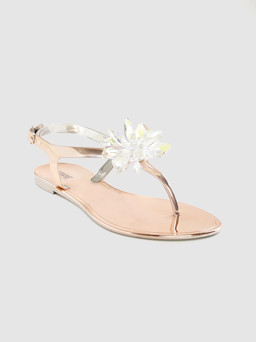 

Lavie Women Rose Gold-Toned Solid T-strap Flats