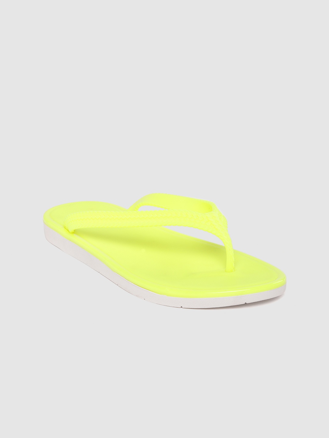 

Lavie Women Fluorescent Green Textured Open Toe Flats