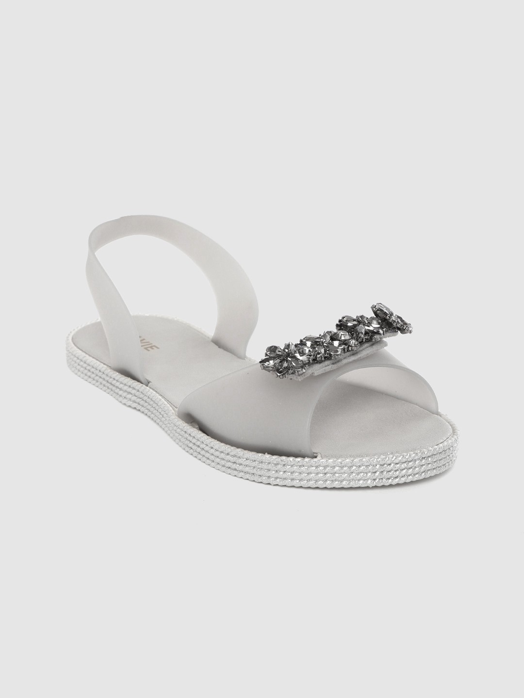 

Lavie Women Grey Embellished Open Toe Flats