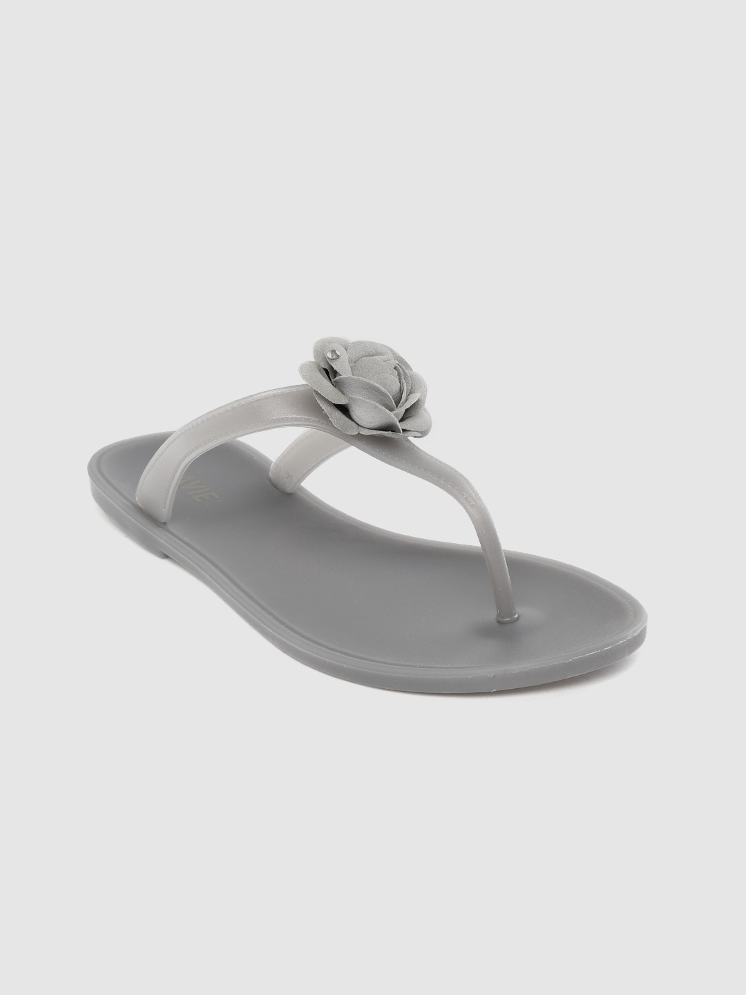 

Lavie Women Grey Applique Detail T-Strap Flats
