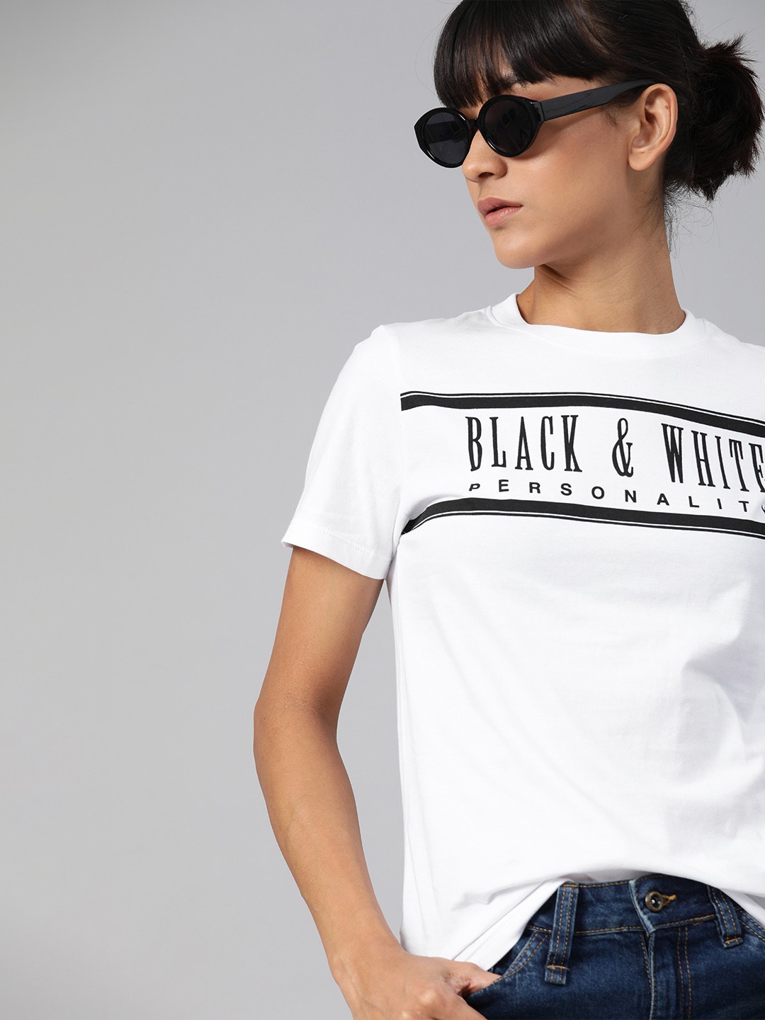 

Kook N Keech Women White Printed Round Neck Pure Cotton T-shirt