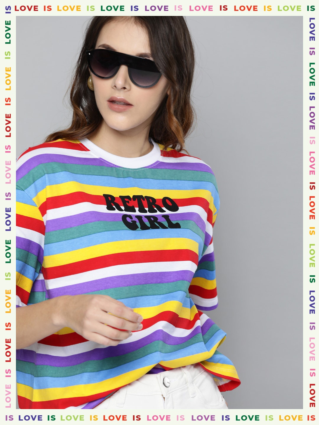 

Kook N Keech Women Multicoloured Striped Pure Cotton T-shirt, Multi