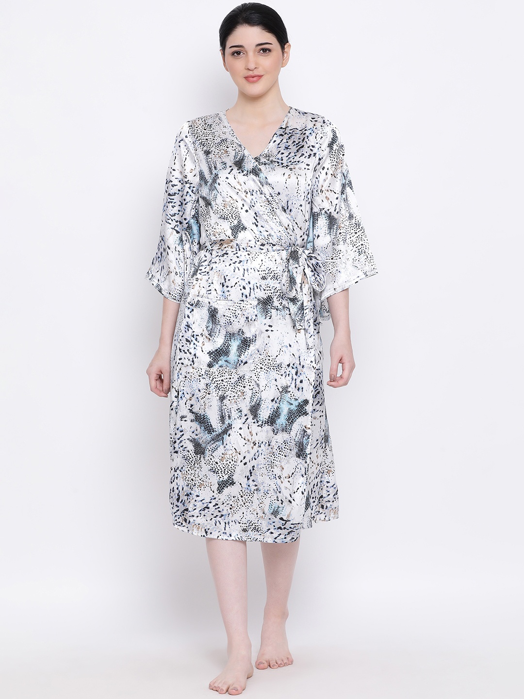 

Oxolloxo Women Multicoloured Animal Print Cover-Up Nightdress, Multi