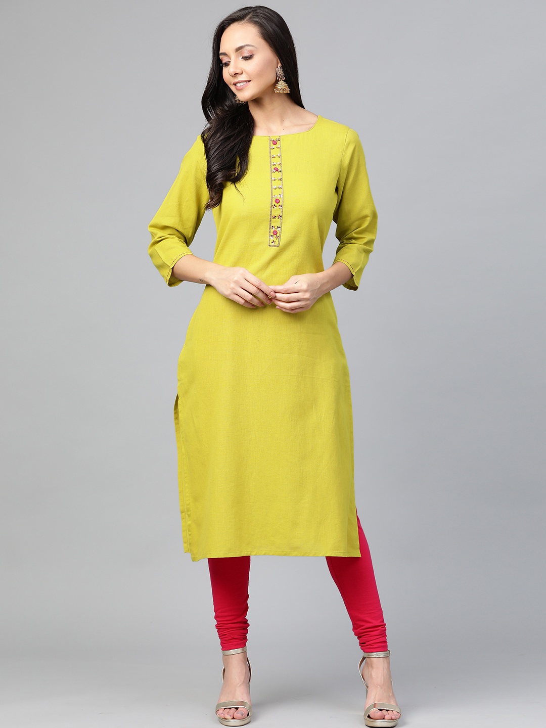 

Sangria Women Green Solid Straight Kurta