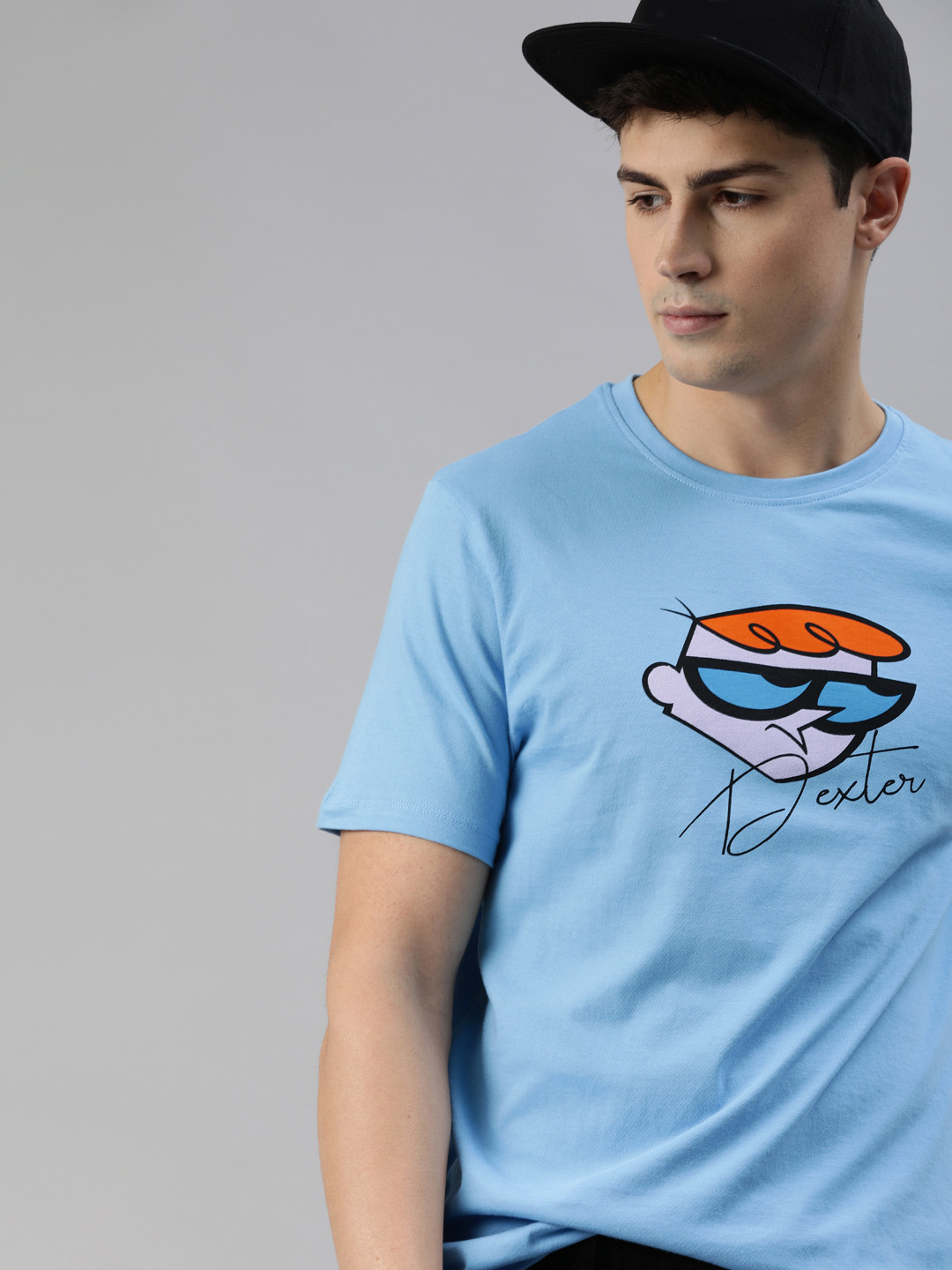 

Dexter by Kook N Keech Men Blue Printed Round Neck Pure Cotton T-shirt