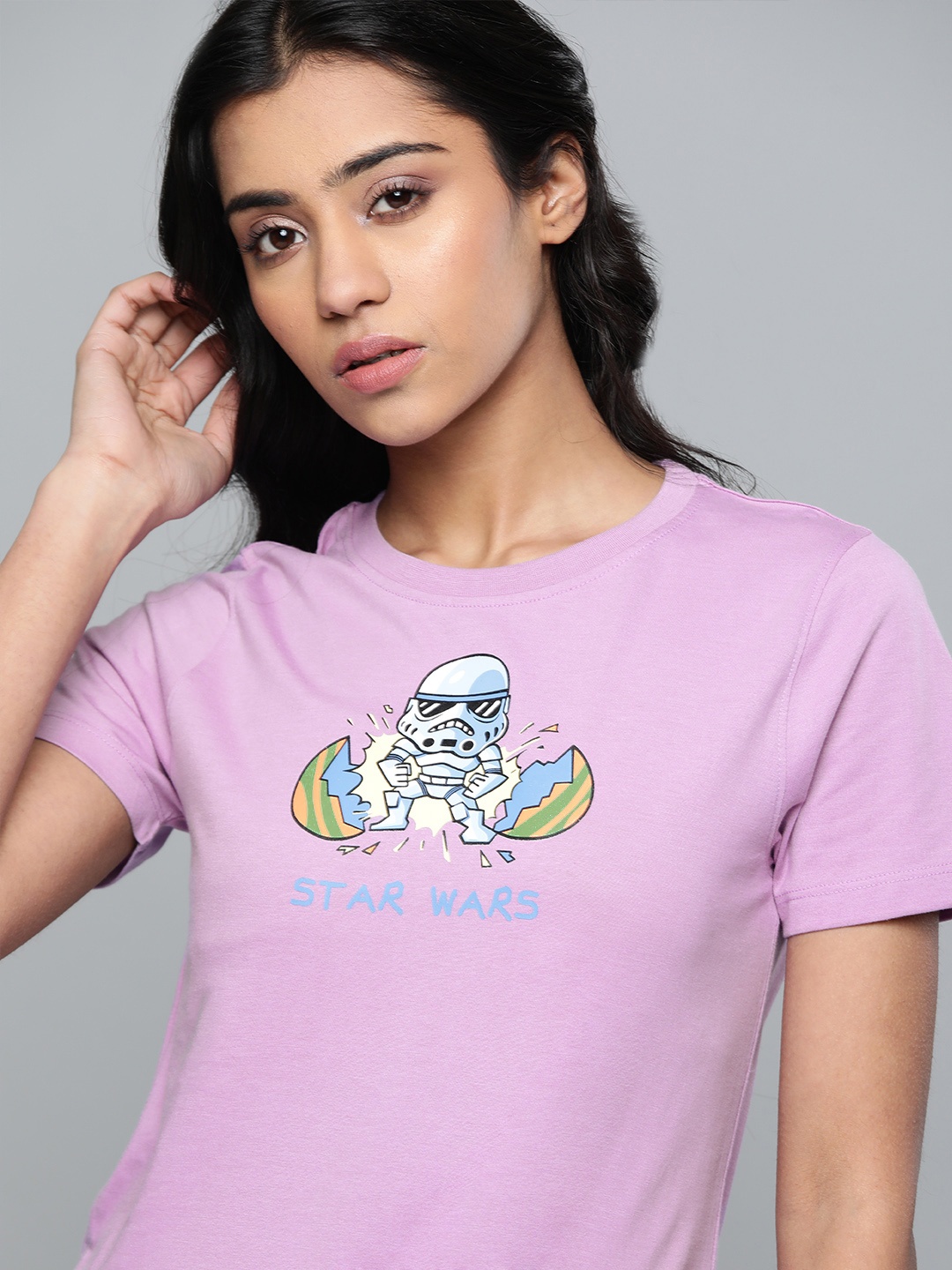 

Kook N Keech Star Wars Women Lavender Printed Round Neck T-shirt