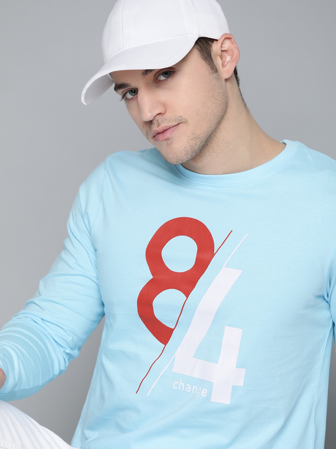 

Kook N Keech Men Blue White Pure Cotton Printed Round Neck Pure Cotton T-shirt