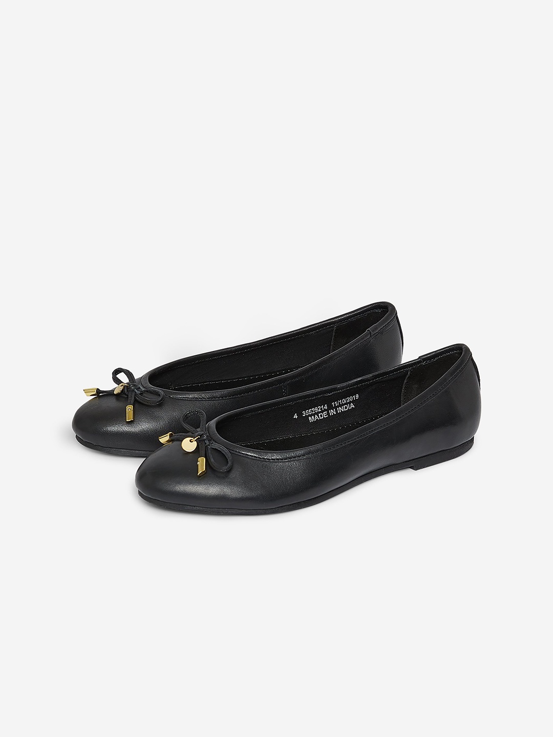 

DOROTHY PERKINS Women Black Solid Leather Ballerinas