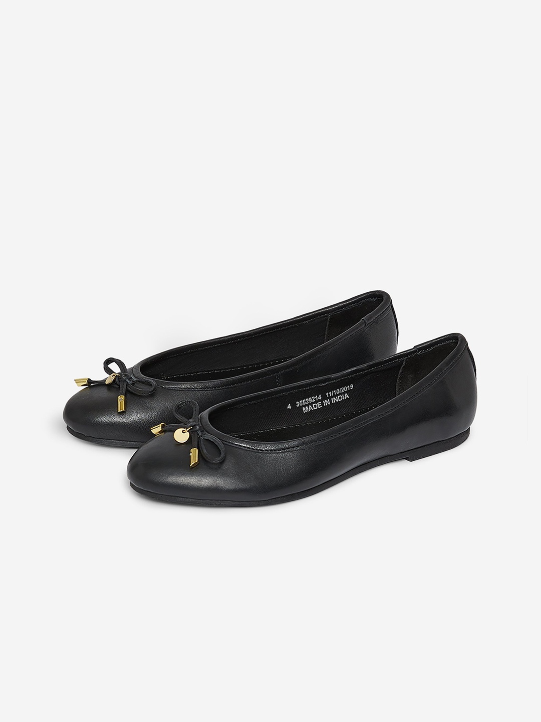 

DOROTHY PERKINS Women Black Solid Leather Ballerinas