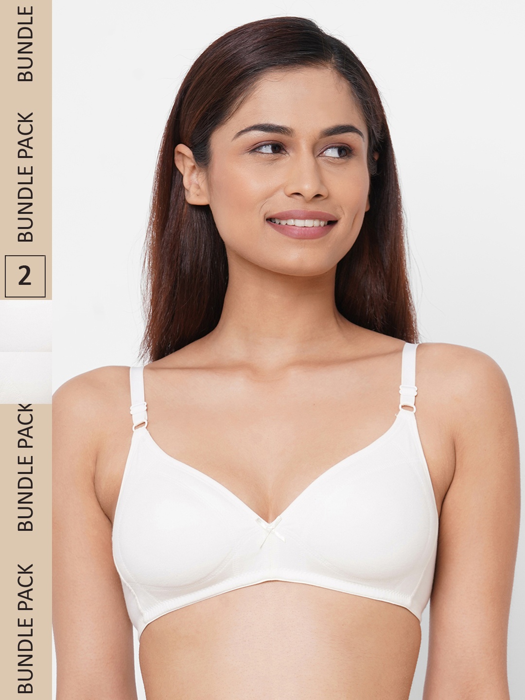 

Inner Sense Pack Of 2 White Organic Cotton Antimicrobial Sustainable Supportive Stitch Bras ISBC099