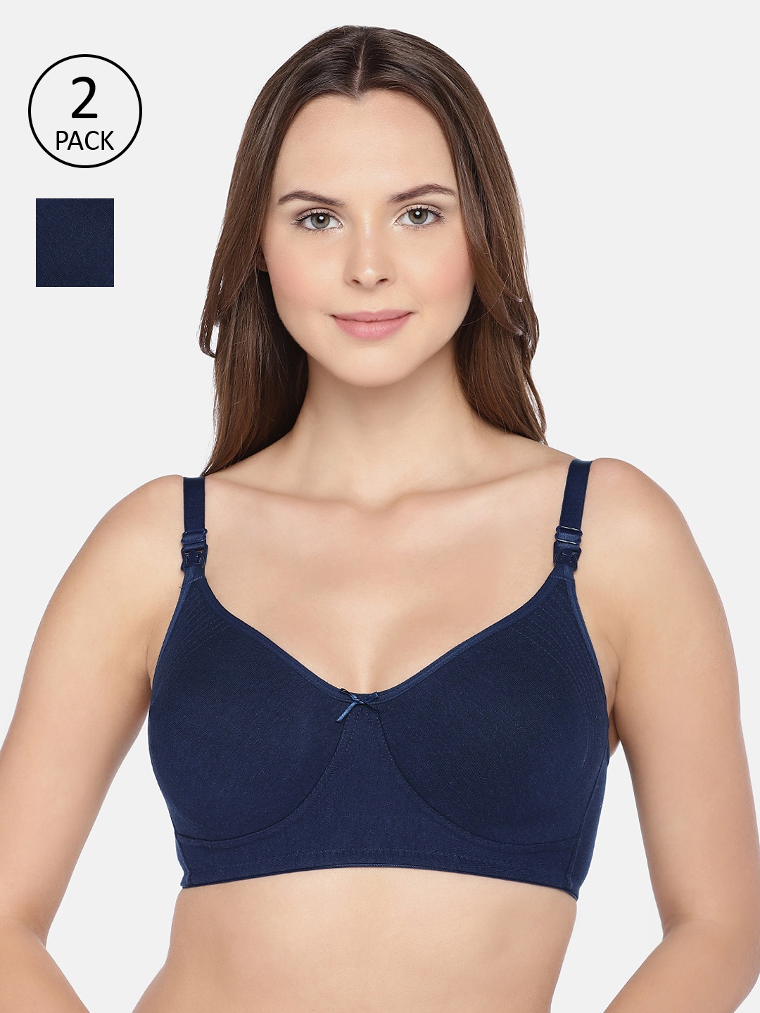 

Inner Sense Pack Of 2 Antimicrobial Soft feeding Bra, Navy blue