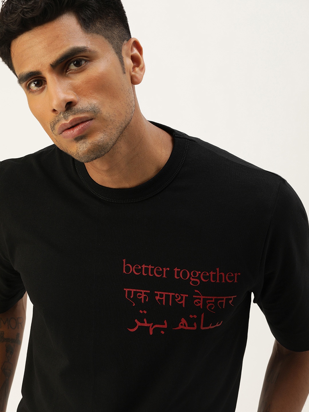 

Mr Bowerbird Men Black Better Together Print Round Neck T-shirt