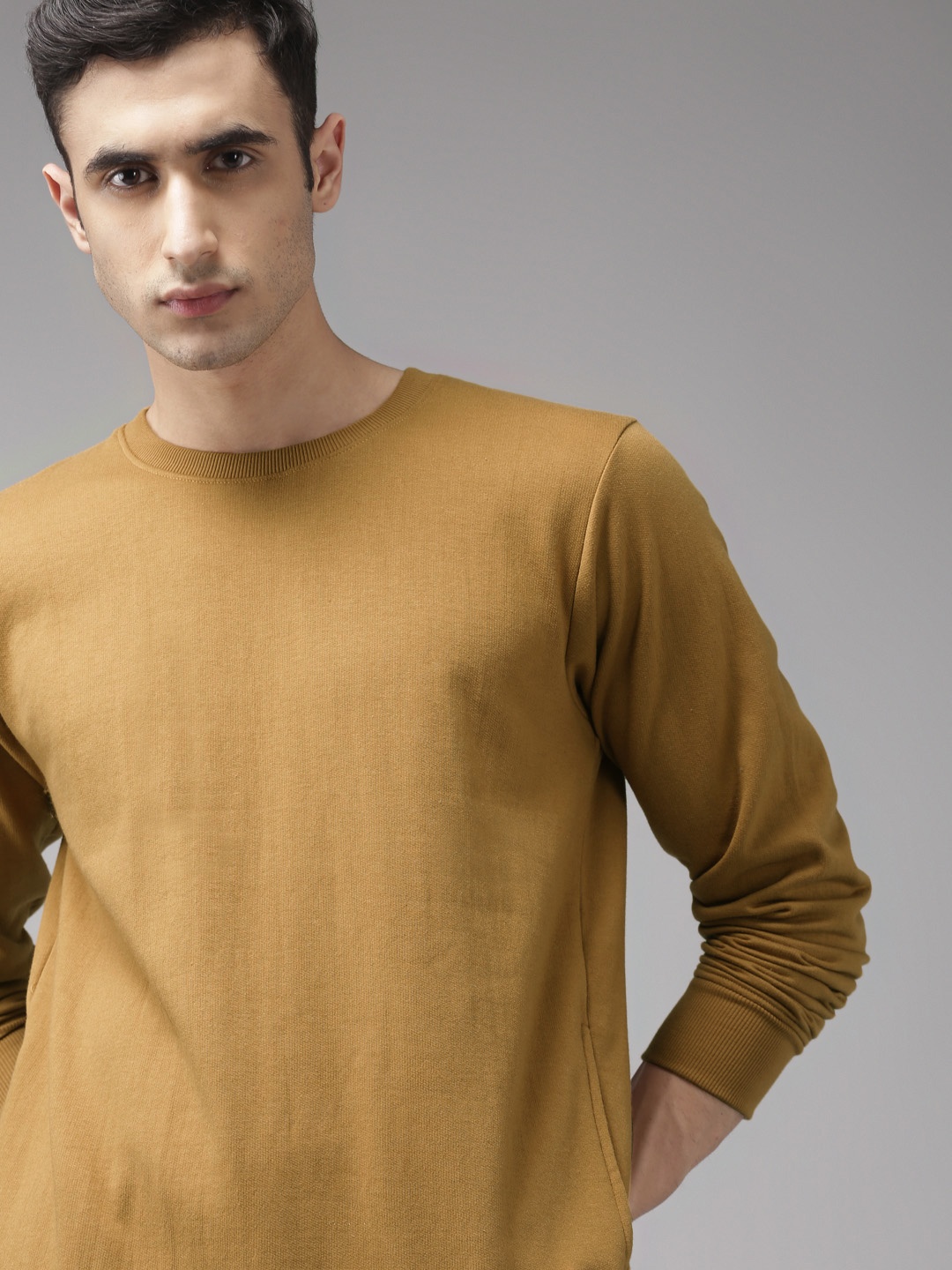 

Roadster Men Camel Brown Solid Sweatshirt