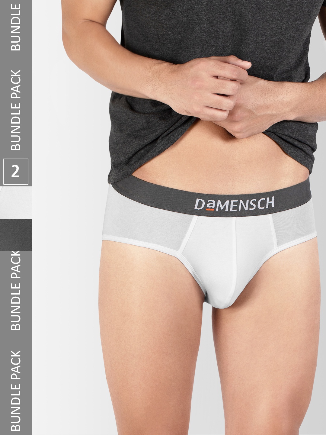 

DaMENSCH Men DEO-SOFT Deodorizing Micro Modal Solid Briefs DAM-AS-B-FW-WG-PACK-2-MIX, White