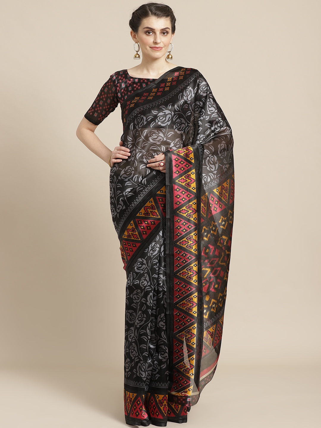 

Saree mall Black & Grey Printed Saree