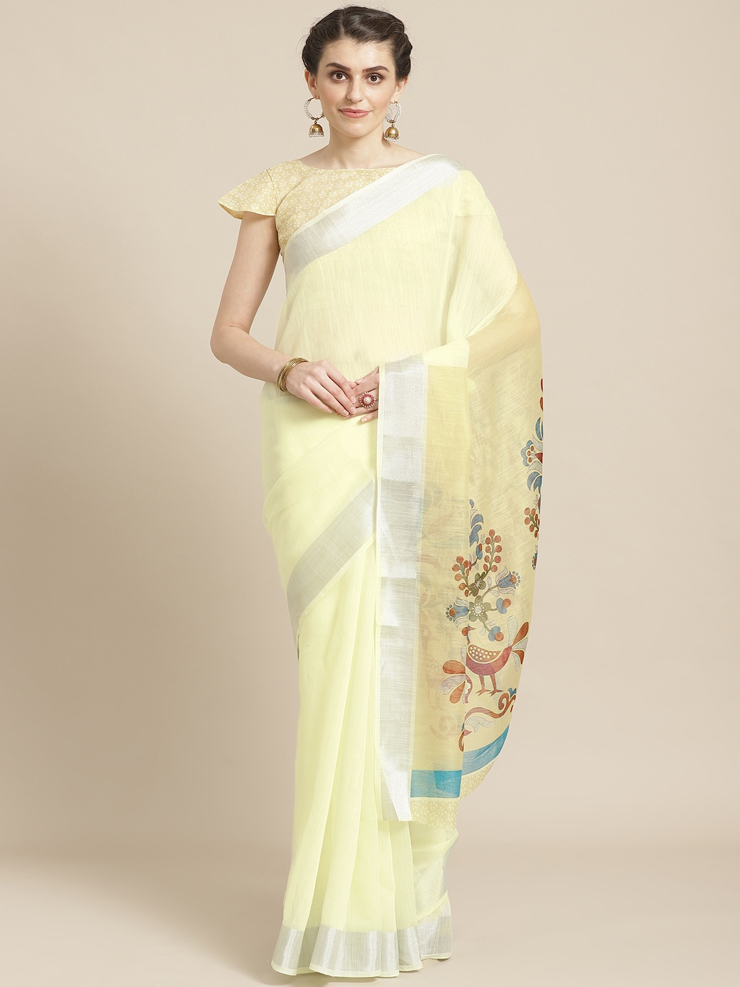 

Saree mall Yellow Solid Saree