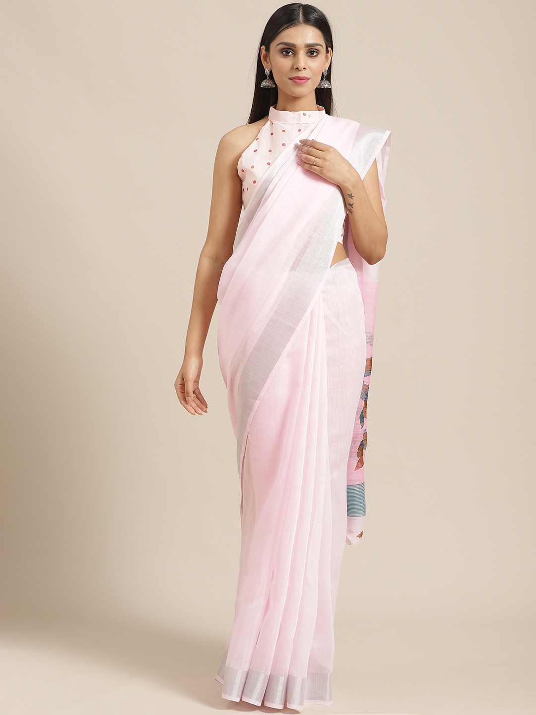 

Saree mall Pink Solid Saree