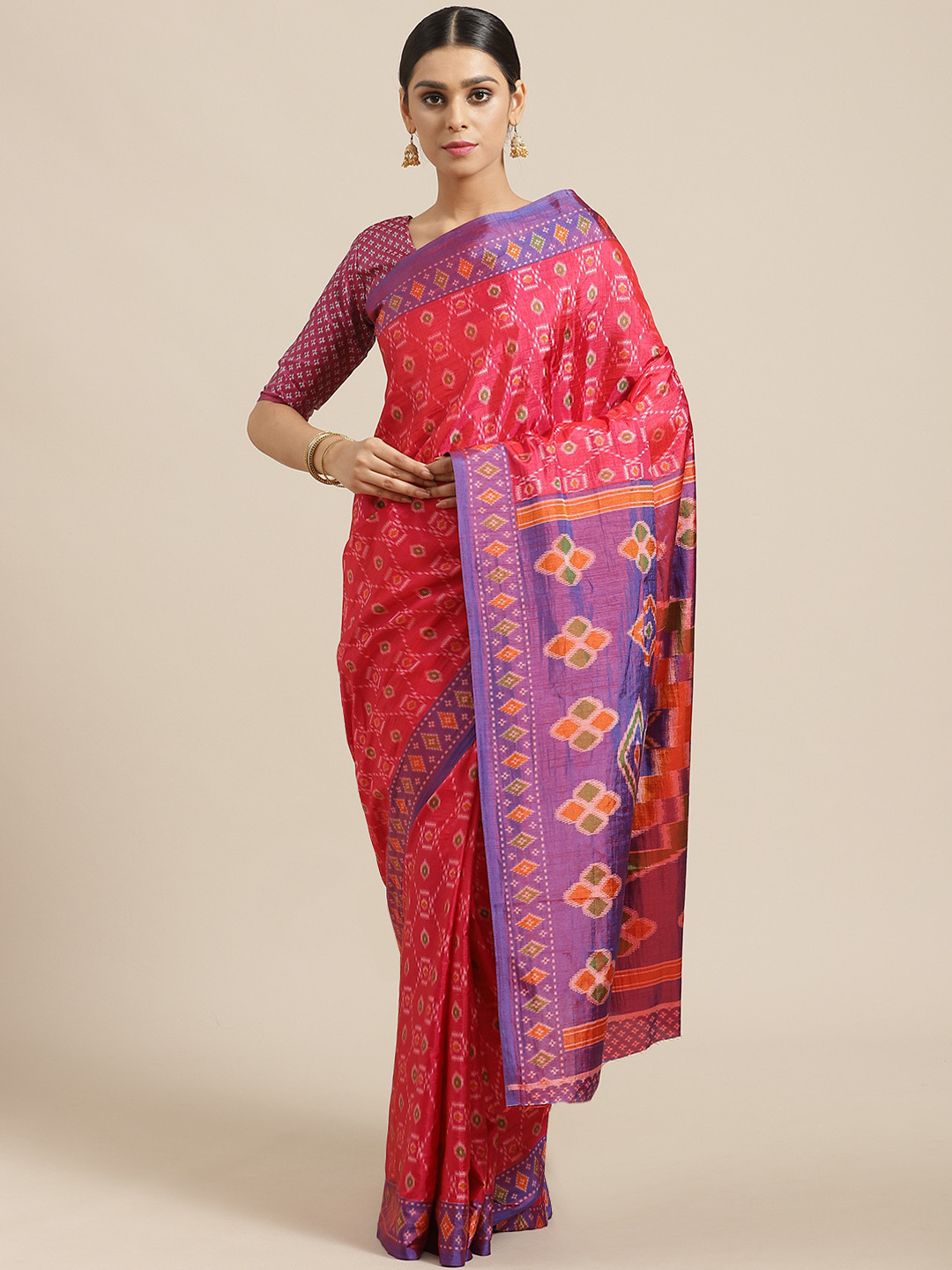 

Saree mall Pink & Purple Printed Saree