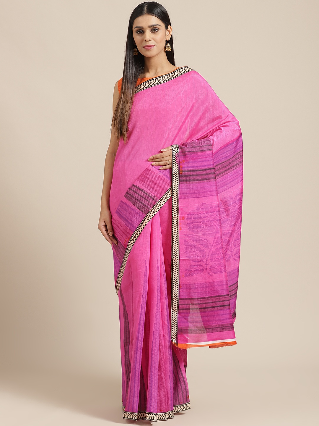 

Saree mall Pink & Blue Printed Saree