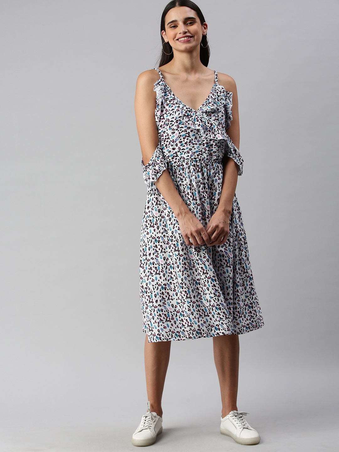 

HERE&NOW White & Black Printed Wrap Dress