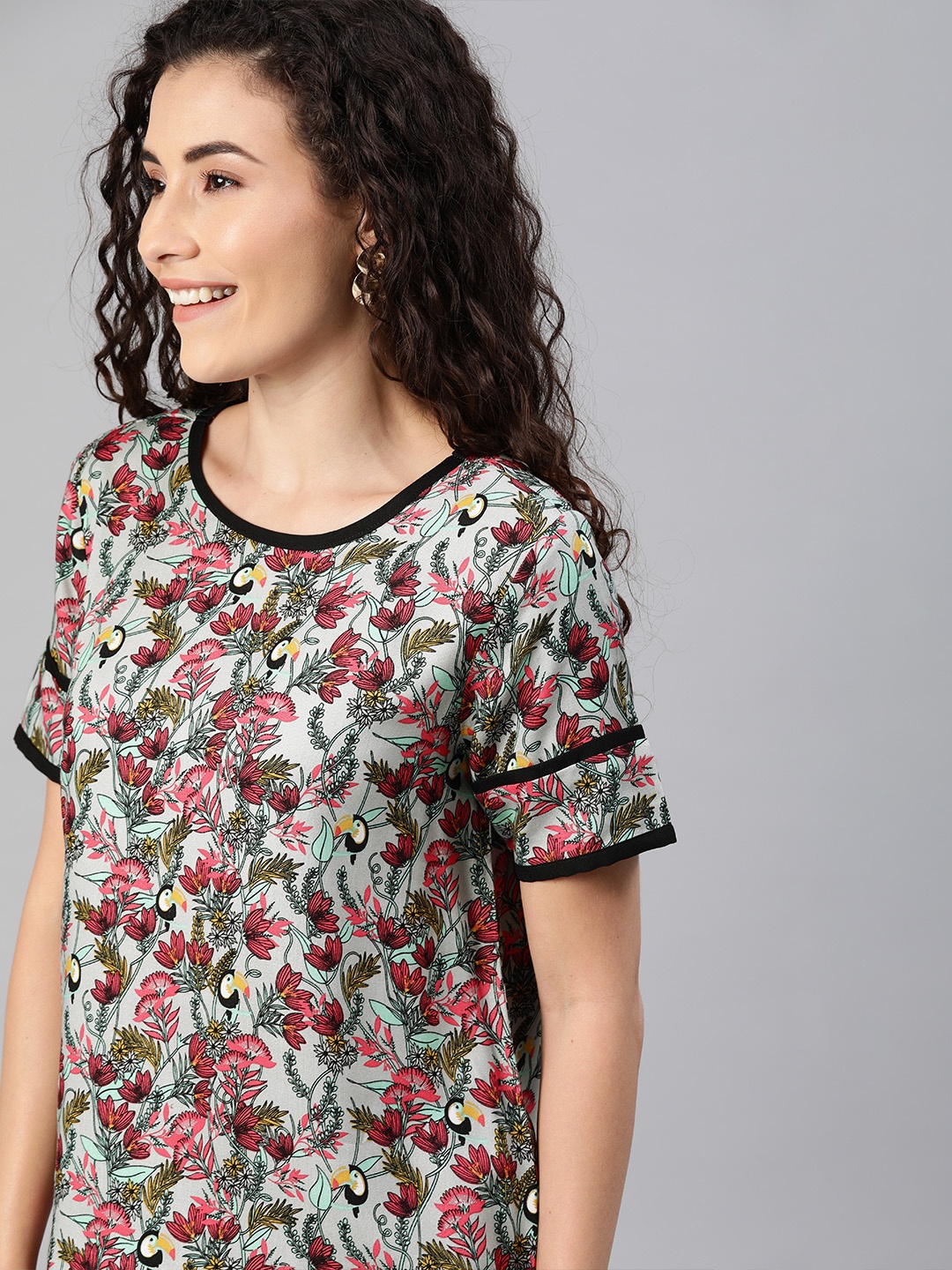 

HERE&NOW Women Grey Printed Top